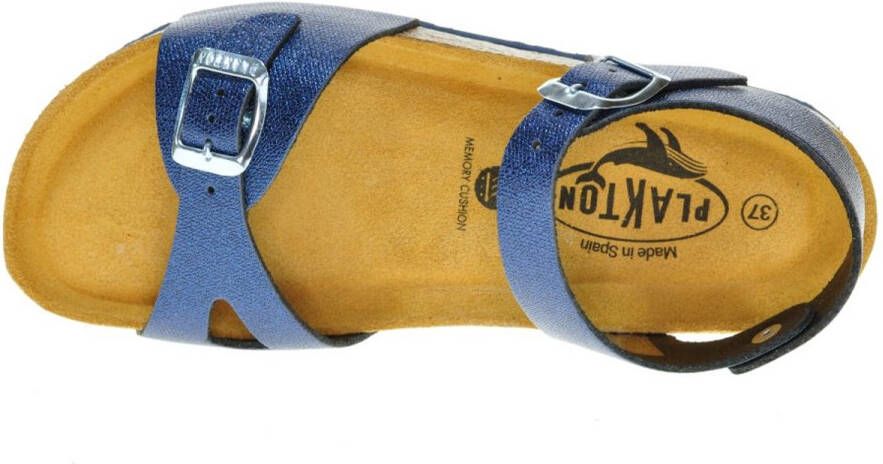 Plakton Blauw Glitter Lederen Meisjes Sandaal Gesp