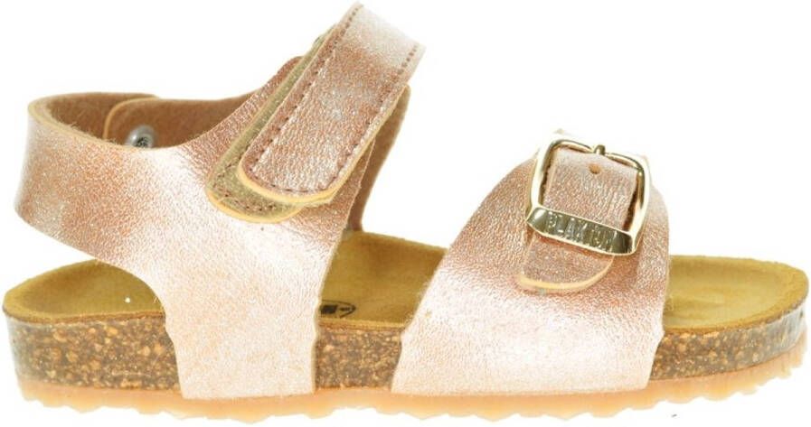 Plakton Glitter Roos Lederen Kleine Meisjessandaal Velcroges