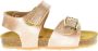 Plakton Glitter Roos Lederen Kleine Meisjessandaal Velcroges - Thumbnail 2