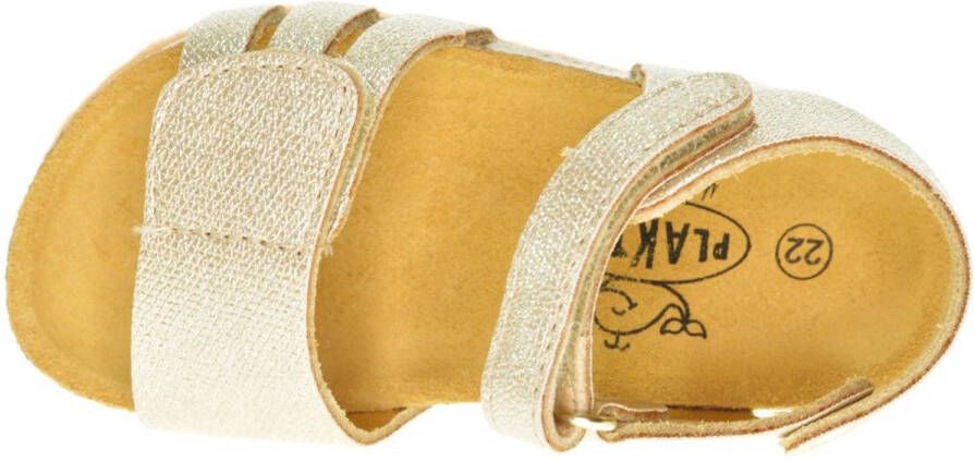 Plakton Gouden Lederen Sandaal Kleine Meisjes Velcro