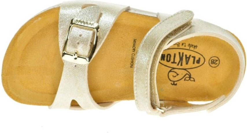 Plakton Gouden Meisjes Sandaal In Leder Met Velcro