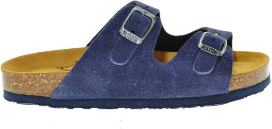 Plakton Lederen Instapper Blauw Nubuck Gespen