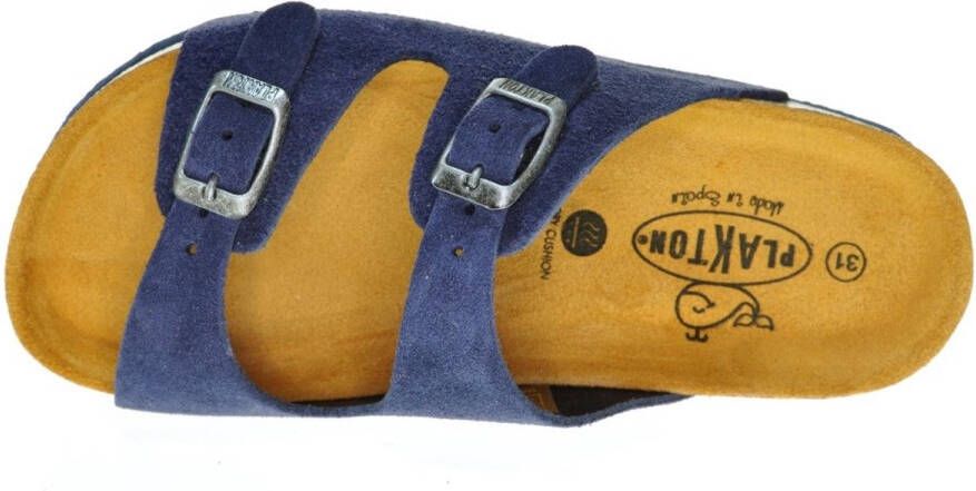 Plakton Lederen Instapper Blauw Nubuck Gespen