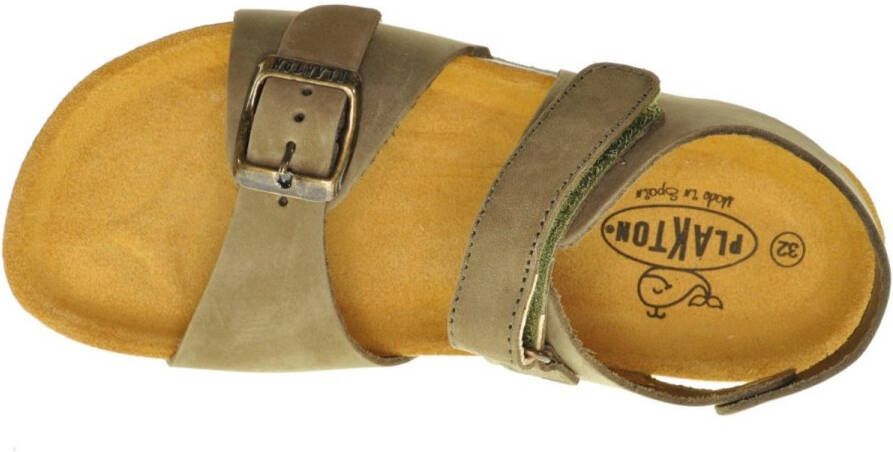 Plakton Lederen Kaki Kindersandaal In Leder Met Velcro Gesp