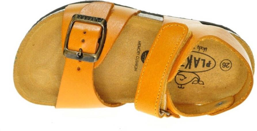 Plakton Lederen Sandaal Mosterdkleur Met Velcro