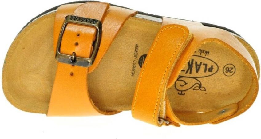 Plakton Lederen Sandaal Mosterdkleur Met Velcro