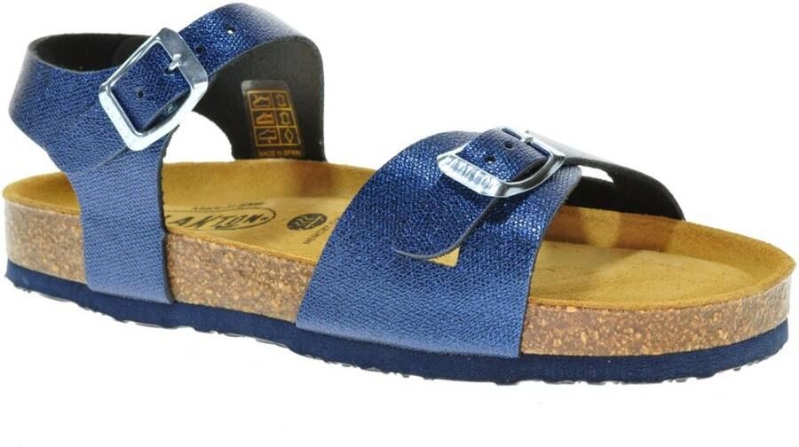 Plakton Blauw Glitter Lederen Meisjes Sandaal Gesp