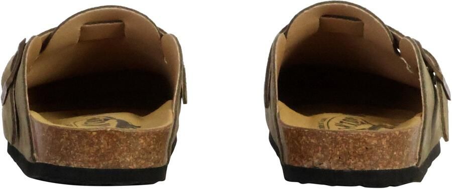Plakton Slippers Mules Blogg cuir kaki