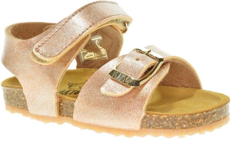 Plakton Glitter Roos Lederen Kleine Meisjessandaal Velcroges