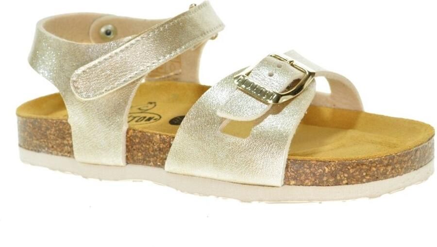 Plakton Gouden Meisjes Sandaal In Leder Met Velcro