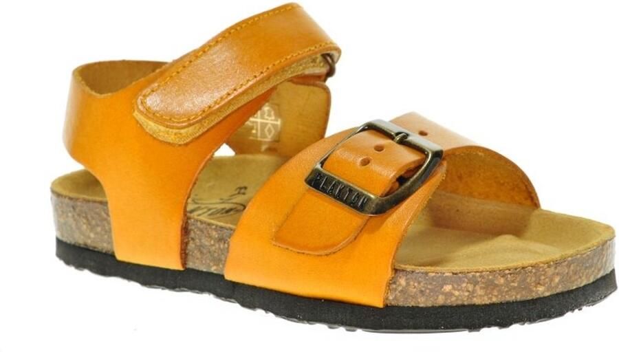 Plakton Lederen Sandaal Mosterdkleur Met Velcro