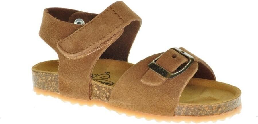 Plakton Nubuck Leder Cognac Kindersandaal Gesp Velcro