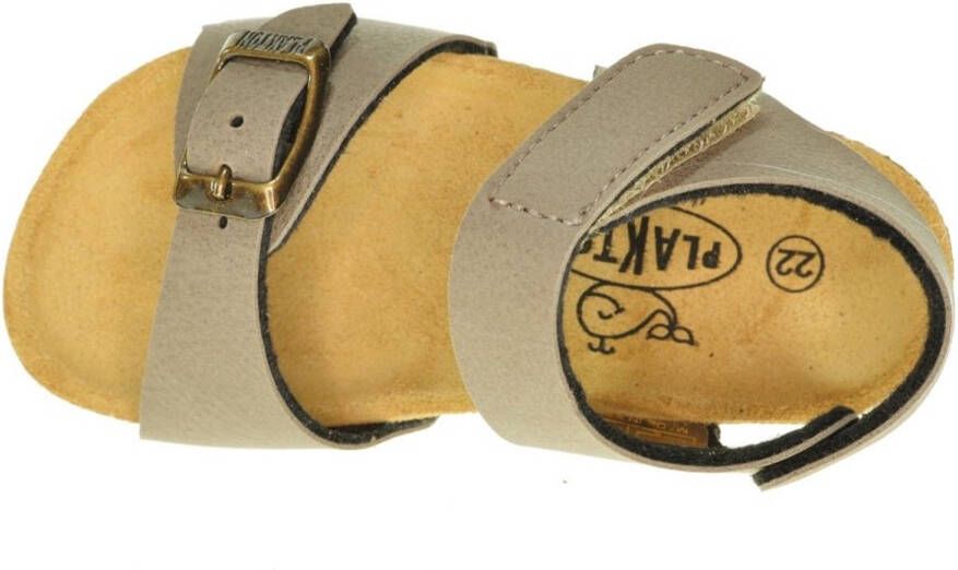 Plakton Taupe Gladlederen Sandaal Velcro En Gesp
