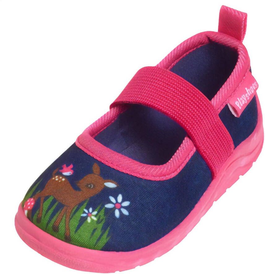 Playshoes Instappers Hertje Meisjes Navy roze