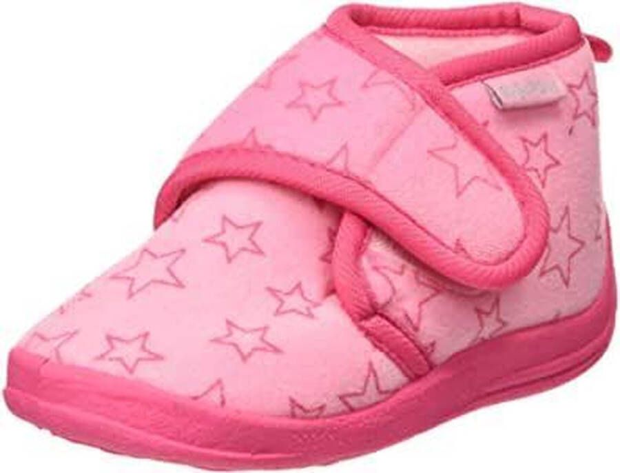 Playshoes pantoffels met sterrendessin Velcro roze donkerroze Polyester 26 27