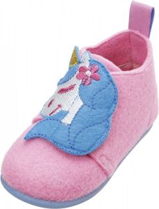 Playshoes Pantoffels Eenhoorn Meisjes Vilt textiel Roze blauw