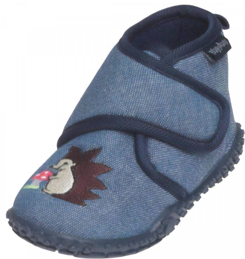 Playshoes pantoffels jeansblauw egel