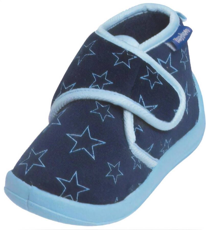 Playshoes pantoffels met sterrendessin Velcro donkerblauw lichtblauw Jongens Polyester 20 21