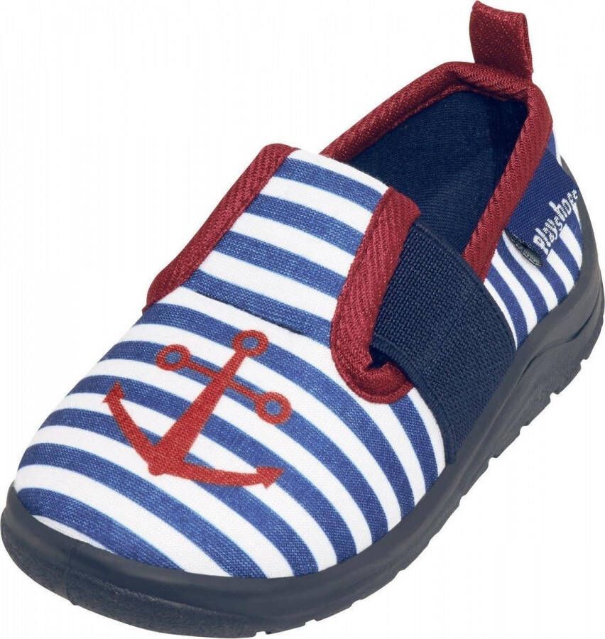 Playshoes Pantoffels Maritiem Junior Navy wit