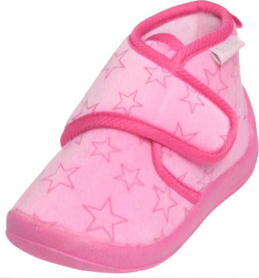 Playshoes pantoffels met sterrendessin Velcro roze donkerroze Jongens Polyester 28 29