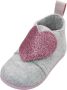 Playshoes Pantoffels Hart Junior Vilt Grijs roze - Thumbnail 1