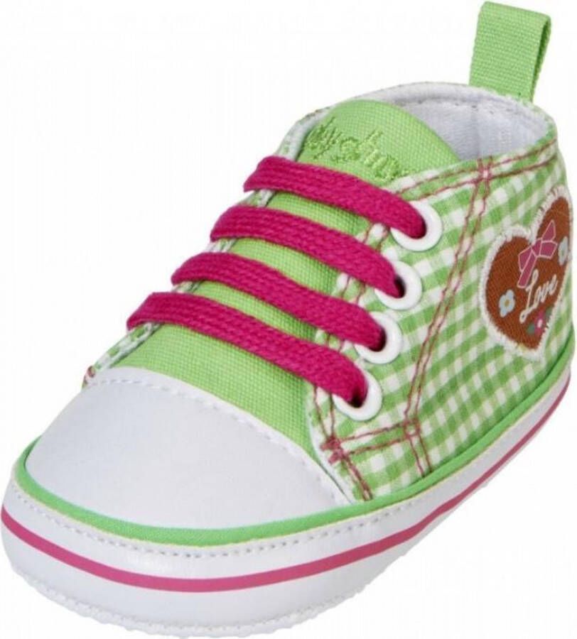 Playshoes sneakertjes geruit hartje groen