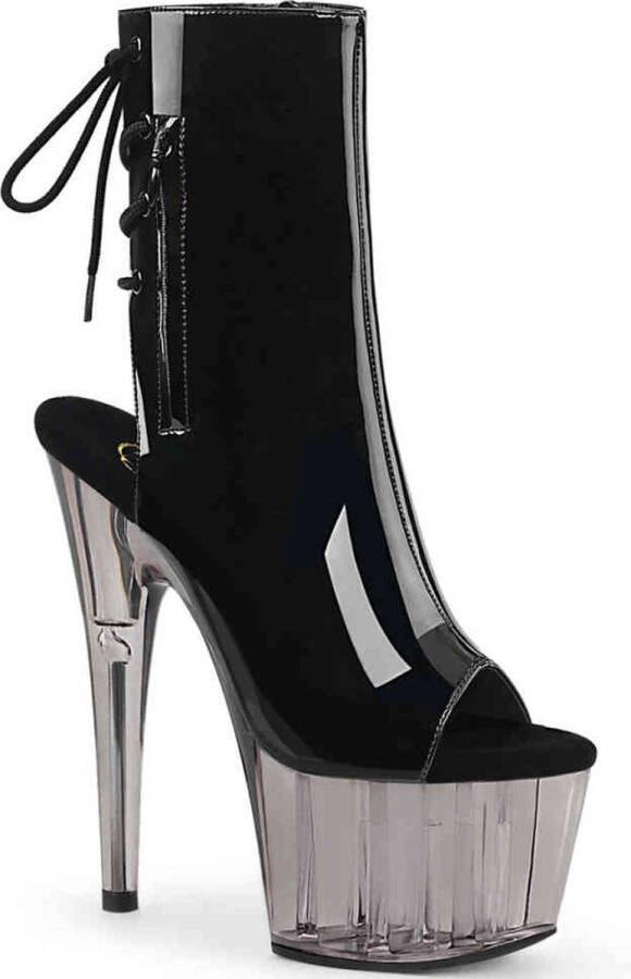Pleaser ADORE1018T Plateau Laarzen Paaldans schoenen Paaldans schoenen 41 Shoes Zwart Transparant