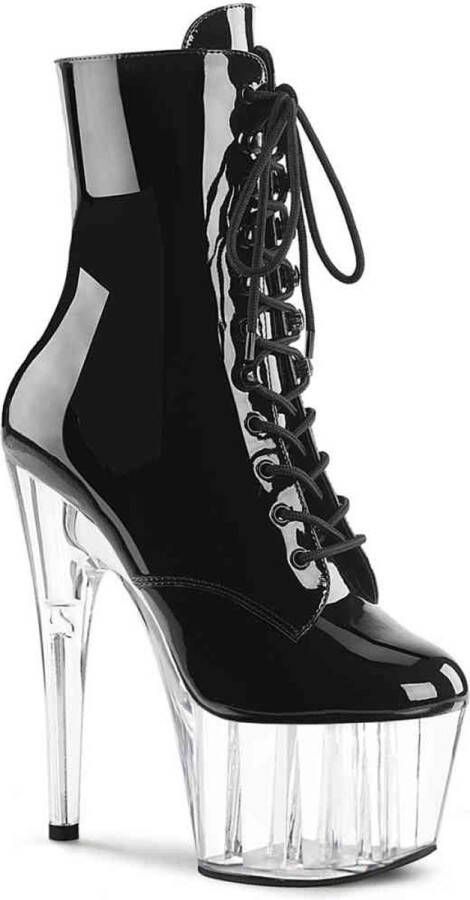 Pleaser ADORE-1020 Plateau Laarzen Paaldans schoenen 45 Shoes Zwart Transparant