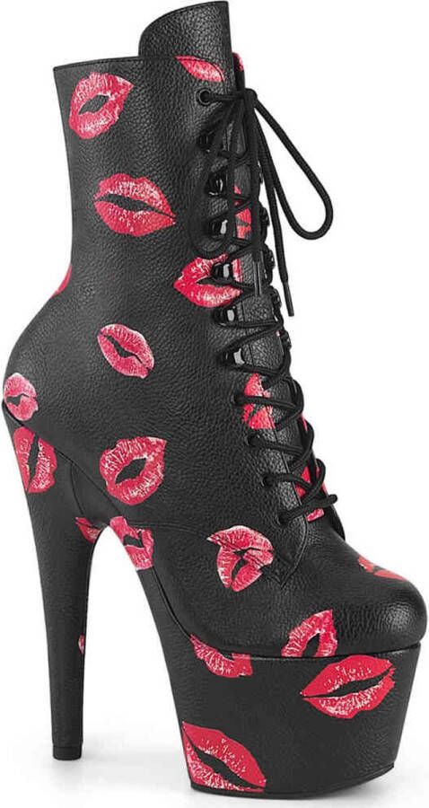 Pleaser ADORE-1020KISSES Plateau Laarzen Paaldans schoenen 37 Shoes Zwart