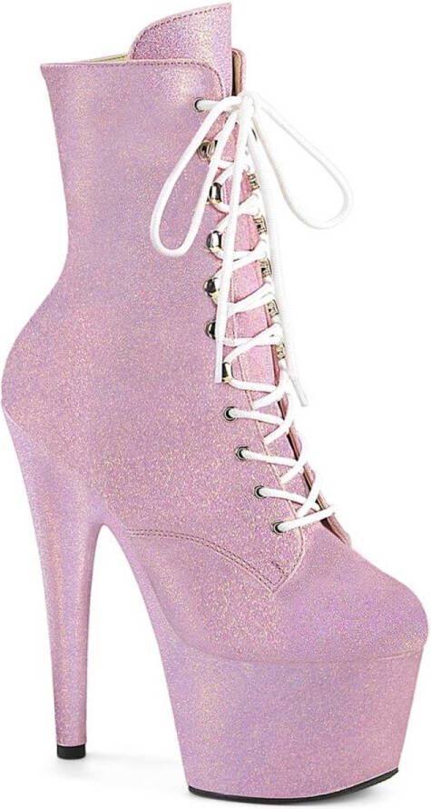 Pleaser FLAMINGO-808NLFL Sandaal met enkelband Paaldans schoenen 41 Shoes Zwart Transparant