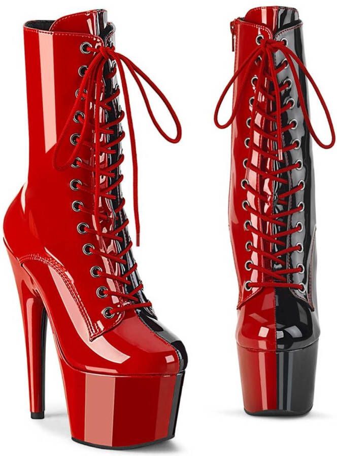 Pleaser ADORE-1040TT Plateau Laarzen Paaldans schoenen 35 Shoes Rood Zwart