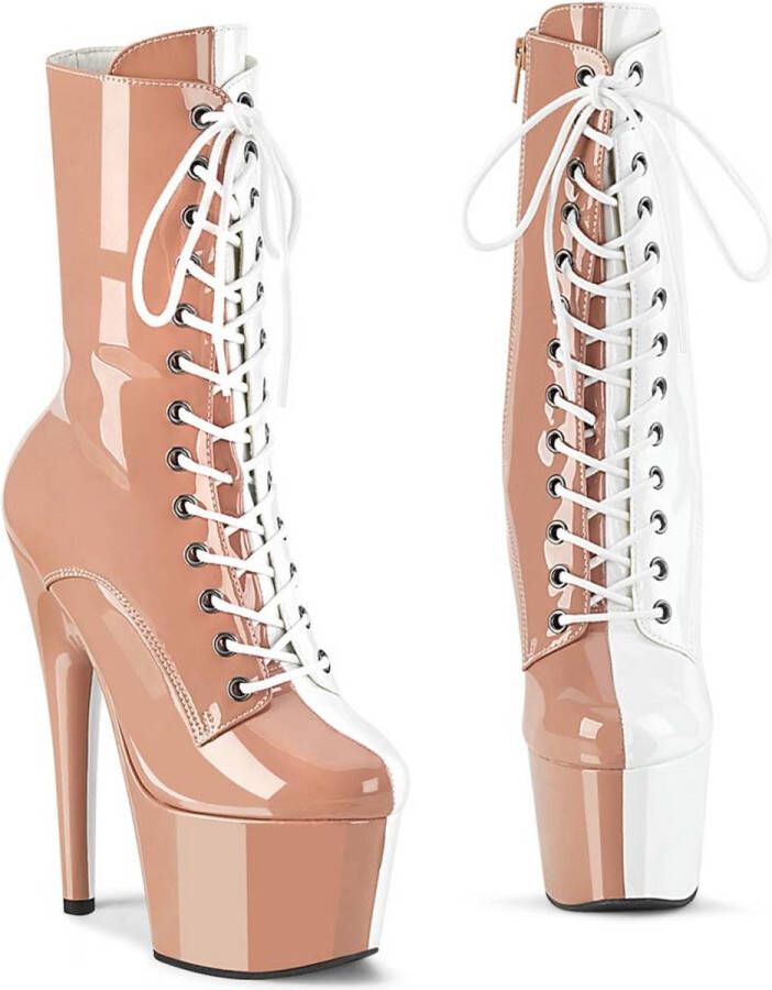 Pleaser ADORE-1040TT Plateau Laarzen Paaldans schoenen 45 Shoes Creme Wit