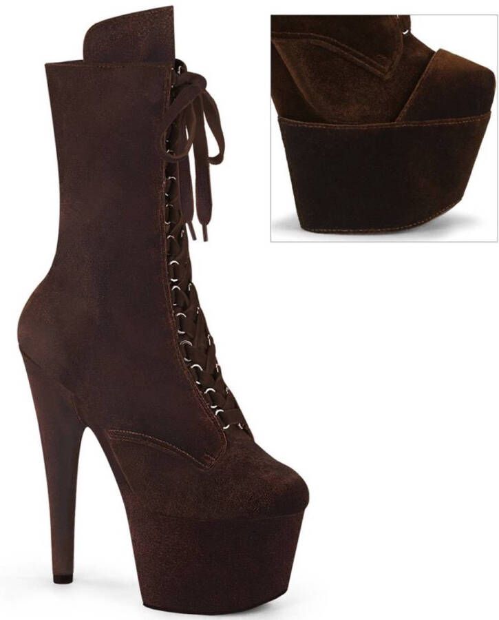 Pleaser ADORE-1045VEL Plateau Laarzen Paaldans schoenen 35 Shoes Bruin