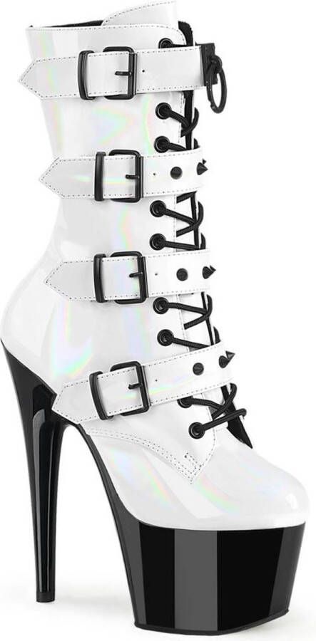 pleaser ADORE-1046TT Plateau Laarzen Paaldans schoenen 35 Shoes Wit Zwart