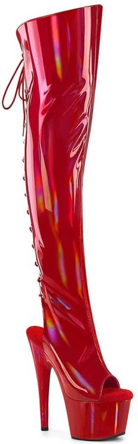 Pleaser ADORE-3019HWR Plateau Overknee Laarzen 35 Shoes Rood