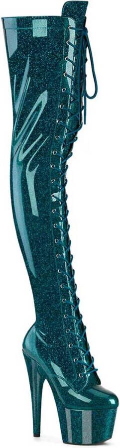 Pleaser ADORE-3020GP Plateau Overknee Laarzen 35 Shoes Turquoise