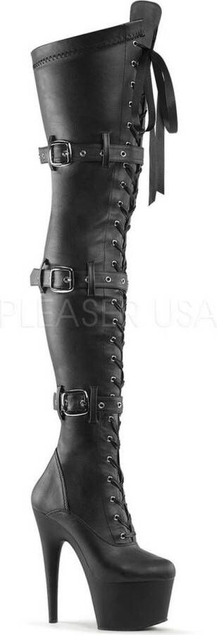 Pleaser ADORE-3028 Plateau Overknee Laarzen Paaldans schoenen 44 Shoes Zwart