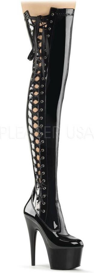 Pleaser ADORE-3050 Plateau Overknee Laarzen Paaldans schoenen 44 Shoes Zwart