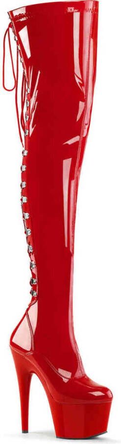 Pleaser ADORE-3063 Plateau Overknee Laarzen Paaldans schoenen 45 Shoes Rood