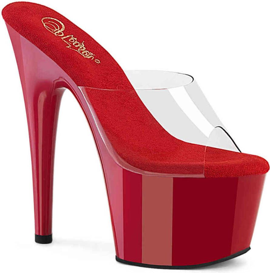 Pleaser ADORE-701 Plateau Sandaal 38 Shoes Transparant Rood