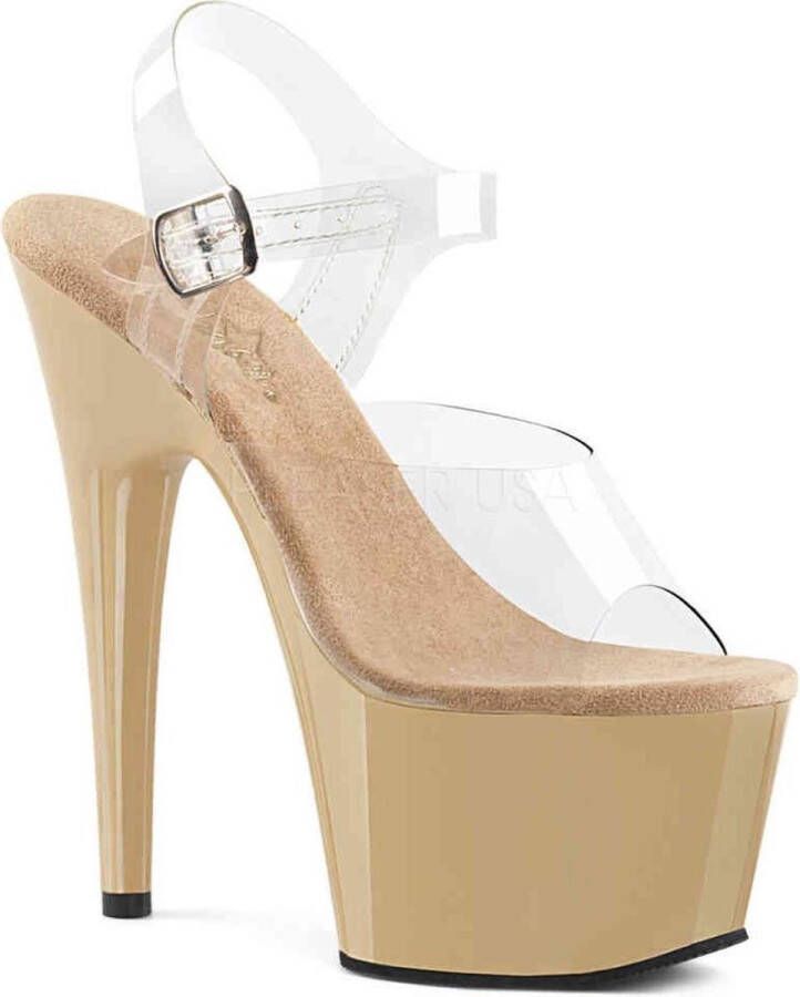 Pleaser ADORE-708 Sandaal met enkelband Paaldans schoenen Paaldans schoenen 38 Shoes Creme Transparant