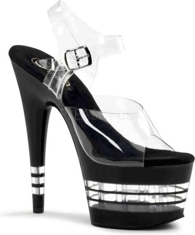 Pleaser Sandaal met enkelband Paaldans schoenen 37 Shoes ADORE 708LN Paaldans schoenen Zwart Transparant - Foto 1