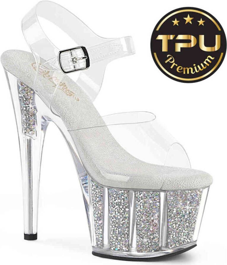 Pleaser ADORE-708PREM-RSI Sandaal met enkelband 40 Shoes Transparant