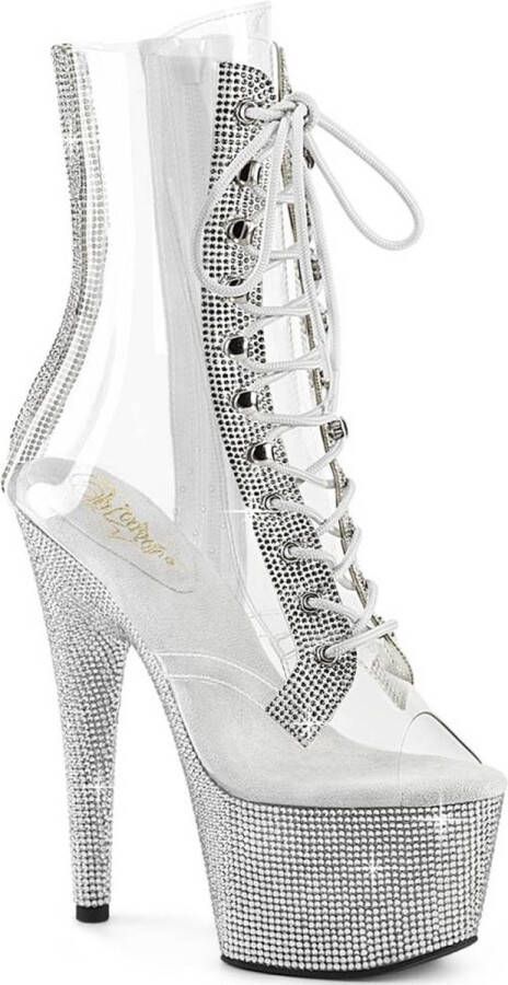 Pleaser BEJEWELED-1021 Plateau Laarzen Paaldans schoenen 37 Shoes Transparant Zilverkleurig - Foto 1