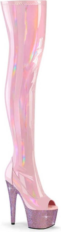 Pleaser BEJEWELED-3011-7 Plateau Overknee Laarzen 36 Shoes Roze