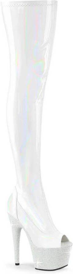 Pleaser BEJEWELED-3011-7 Plateau Overknee Laarzen 44 Shoes Wit