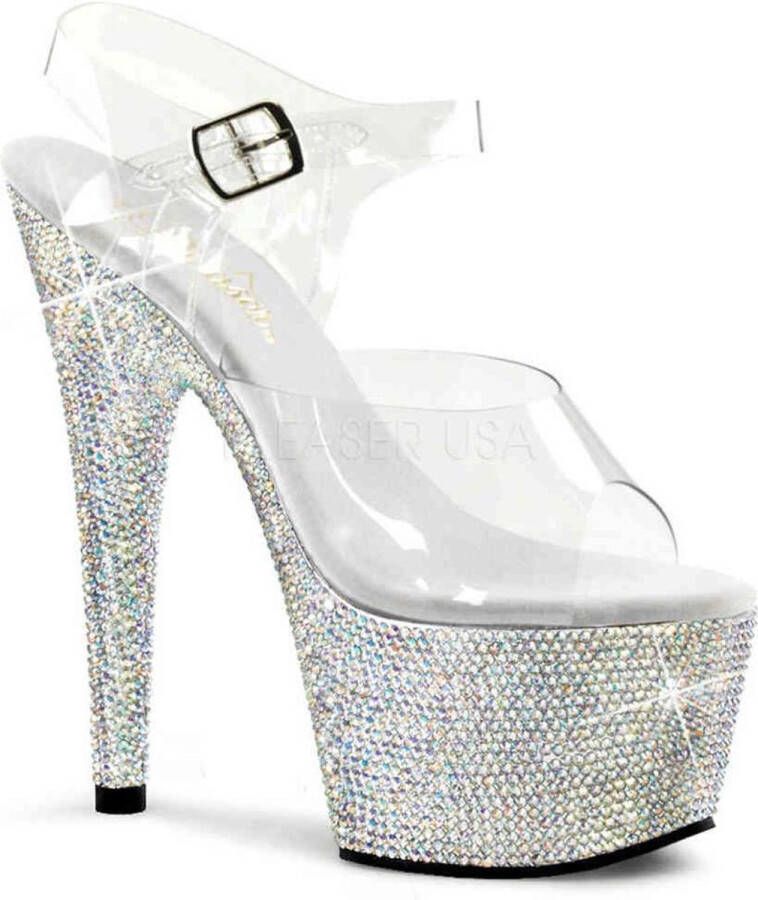 Pleaser Sandaal met enkelband Paaldans schoenen 39 Shoes BEJEWELED 708DM Paaldans schoenen Zilverkleurig Transparant - Foto 1