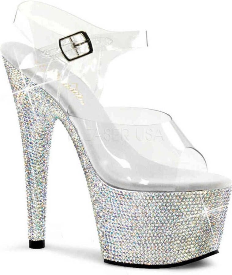 Pleaser BEJEWELED-708DM Sandaal met enkelband Paaldans schoenen Paaldans schoenen 36 Shoes Zilverkleurig Transparant - Foto 1