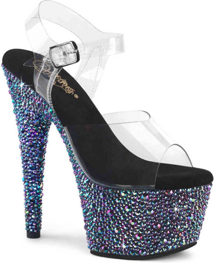 Pleaser BEJEWELED-708MS Sandaal met enkelband 36 Shoes Transparant Zwart