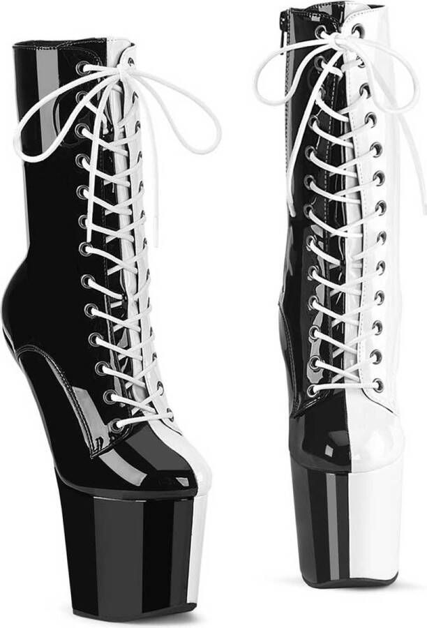 Pleaser CRAZE-1040TT Plateau Laarzen Paaldans schoenen 36 Shoes Zwart Wit